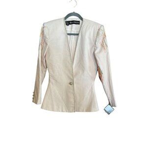 Women's Della Roufogali Pale Pink Blazer With Sequin & Beaded Embellishments 8